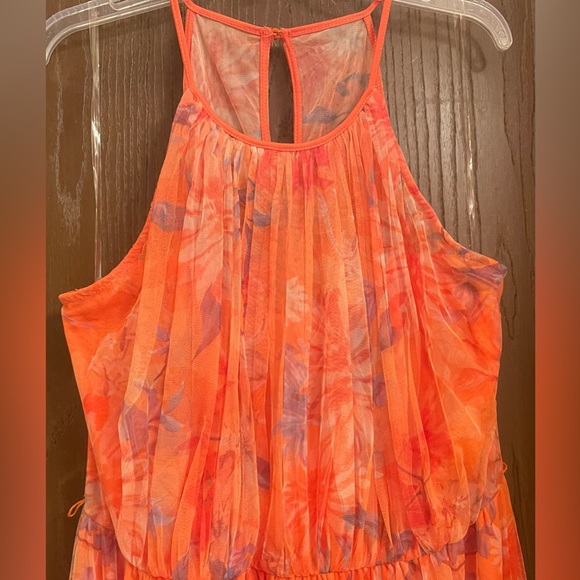 Candalite Womens Orange Multicolor Mesh Sleeveless Long Flowy Maxi Dress 2X - Picture 2 of 11